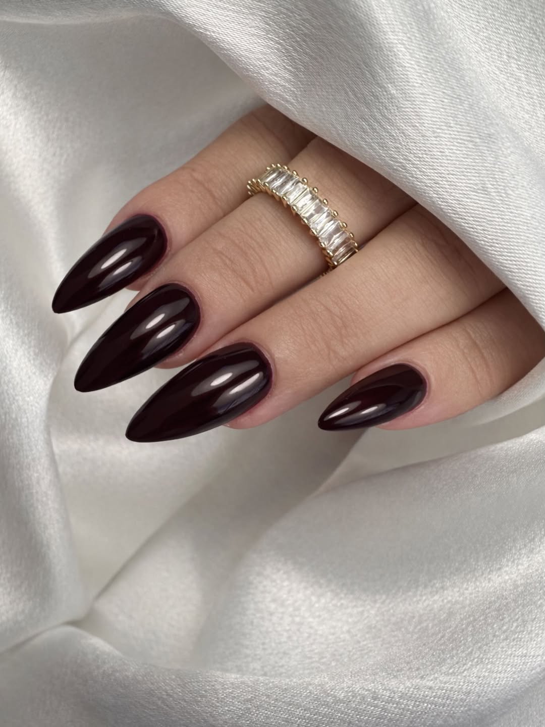Gel ongles longs couleur foncée